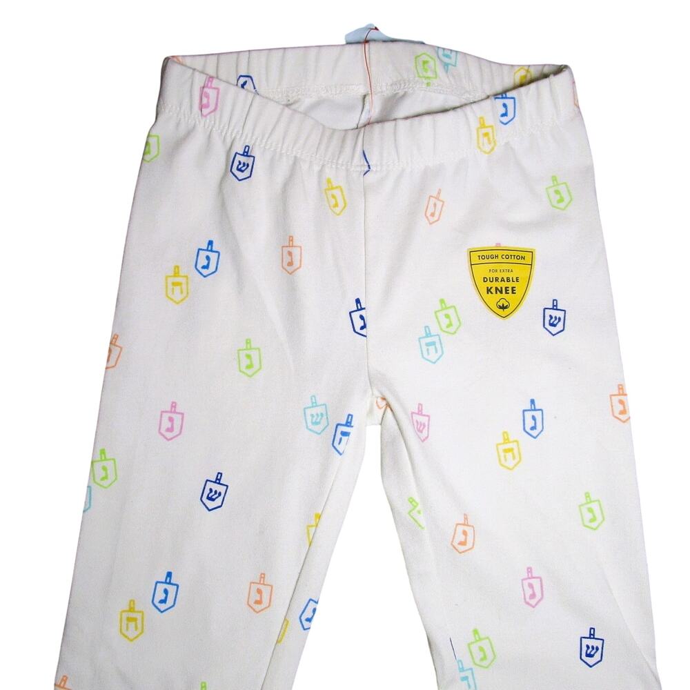 Cat & Jack Girls Pants Cream Pull-On with Music Notes Print Cotton Size 4/5